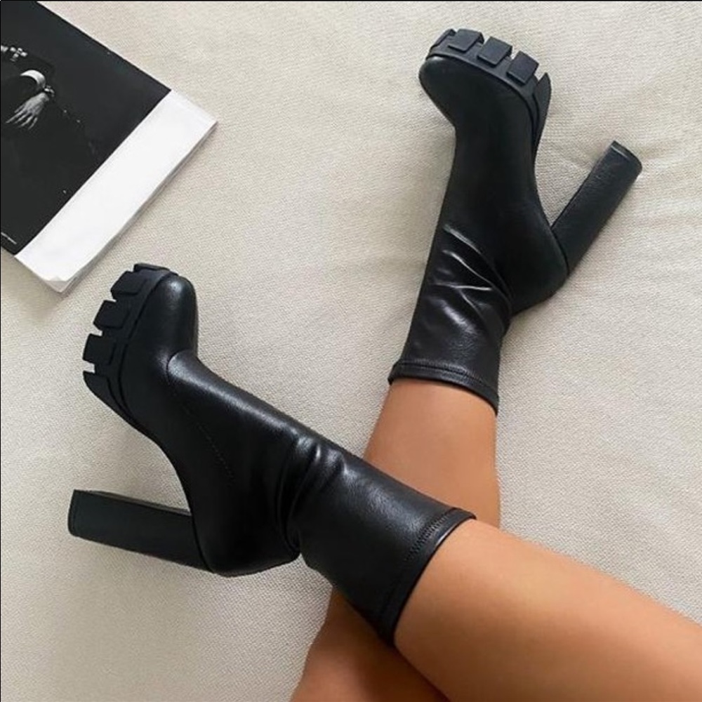 Faux leather boots
